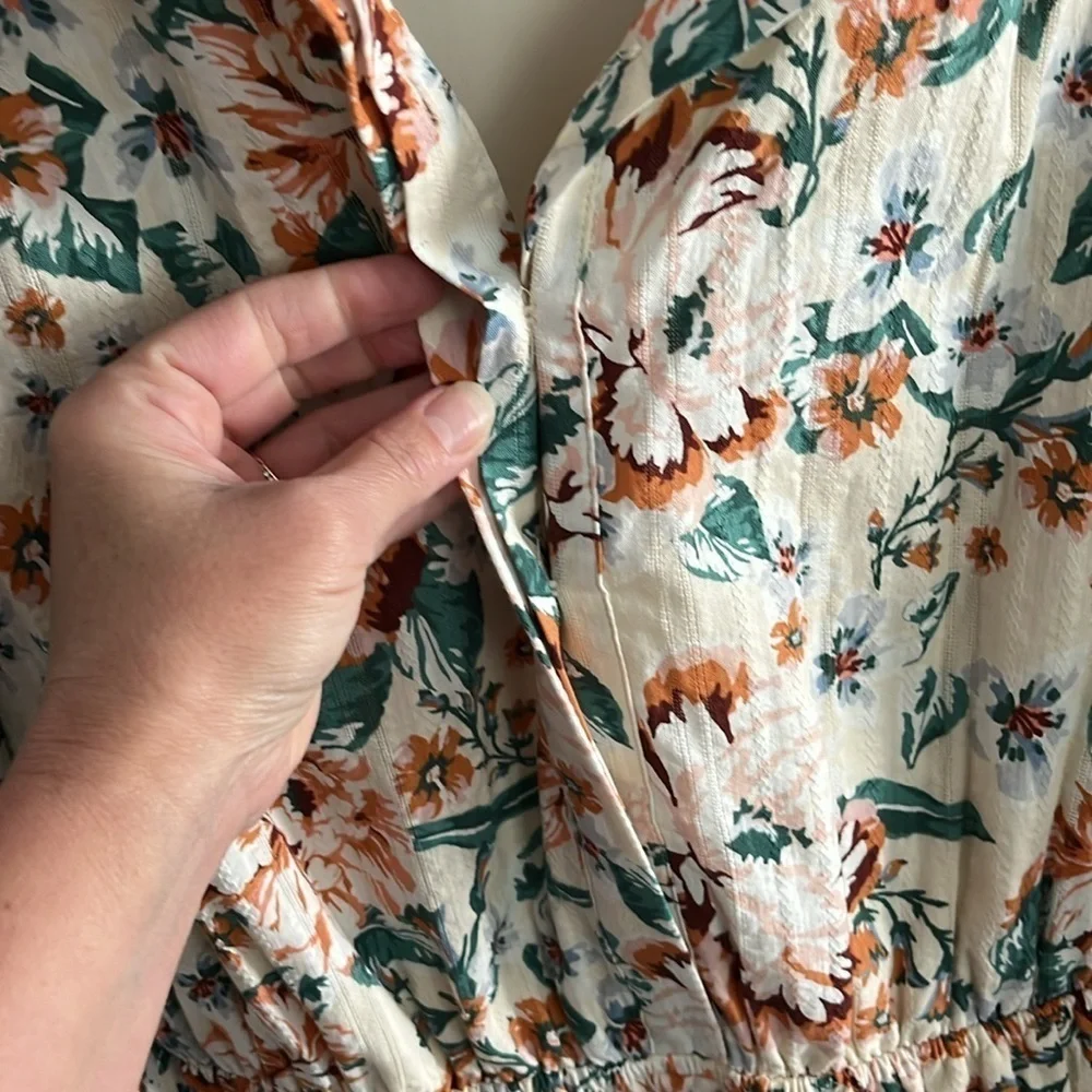 Lauren Conrad floral boho peasant ruffle hem mini dress size medium